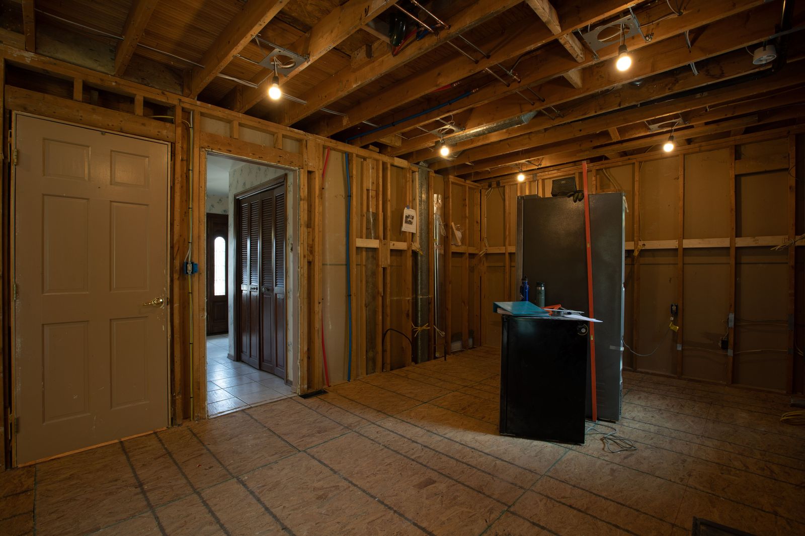 Room addition construction in progress in Pittsburgh