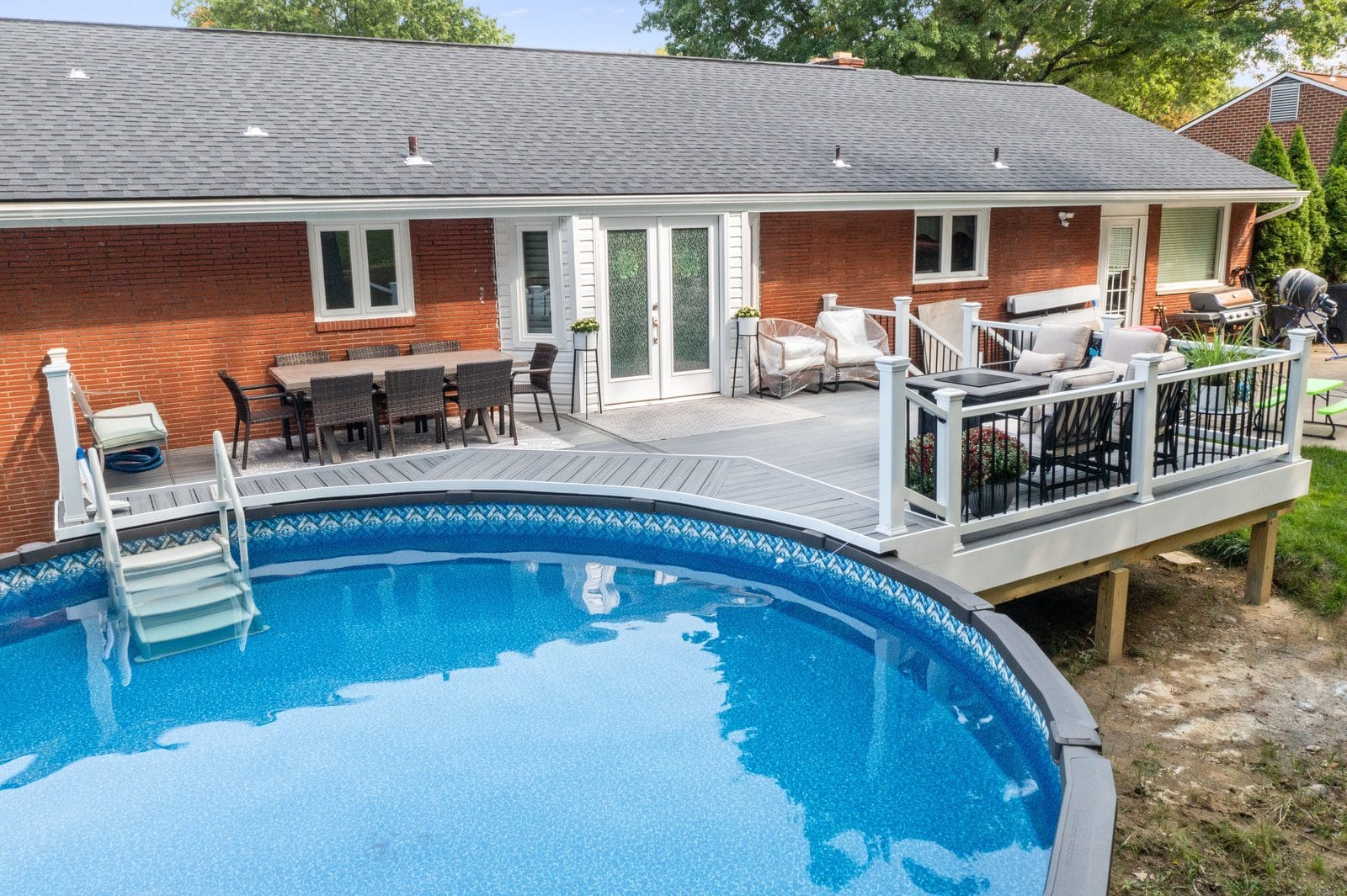 Aerial view of deck construction in Pittsburgh