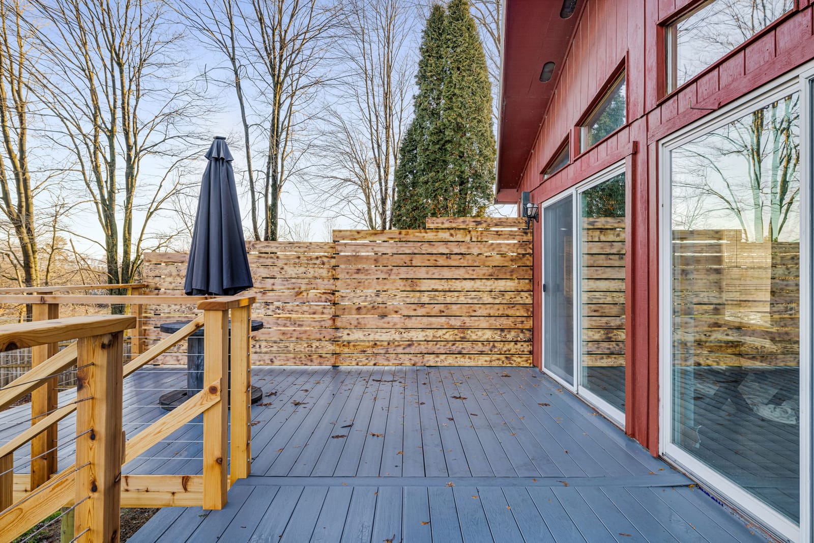 Wood deck with railing in Pittsburgh