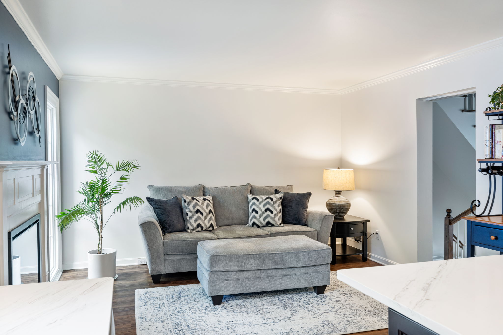 White kitchen remodel with recessed lighting