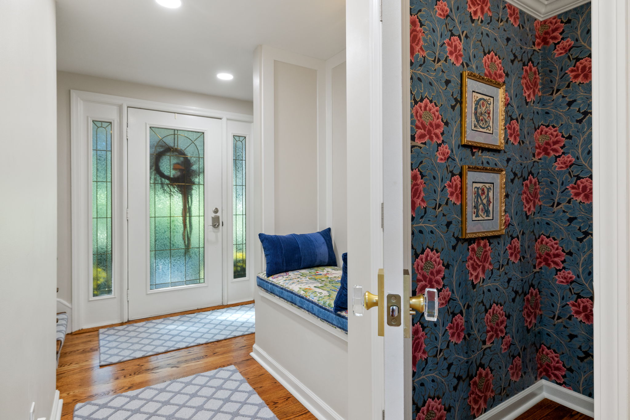 Custom foyer with stained glass renovation