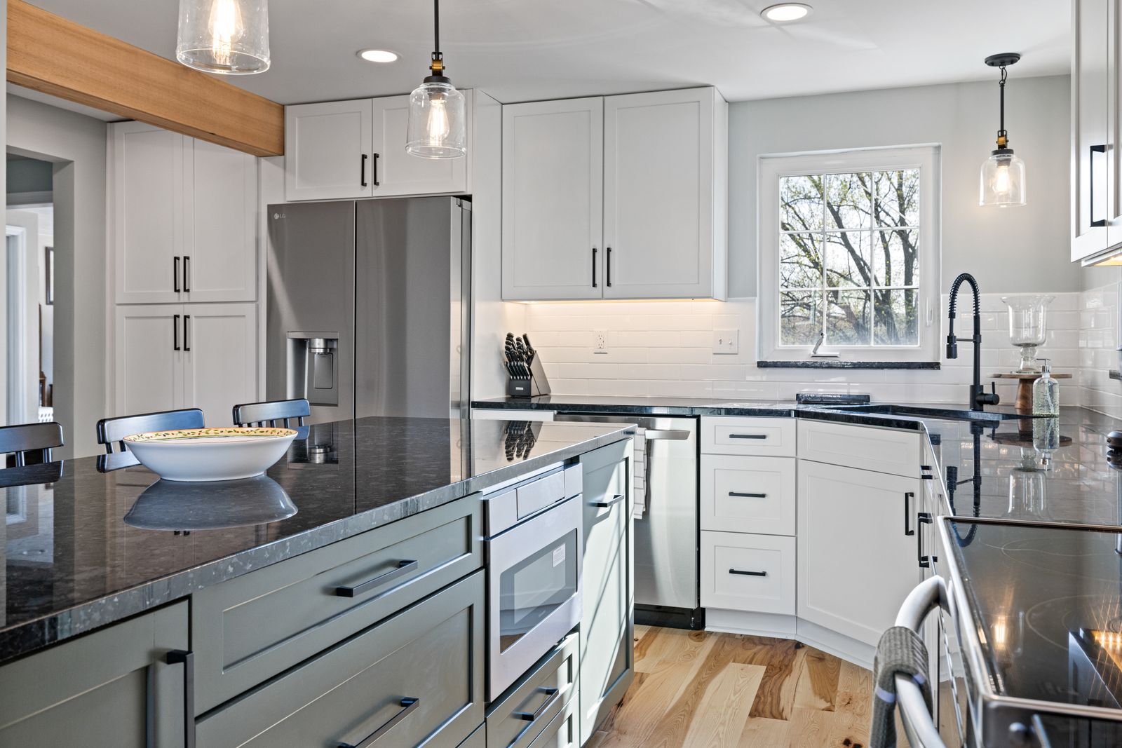 Modern kitchen with recessed lighting