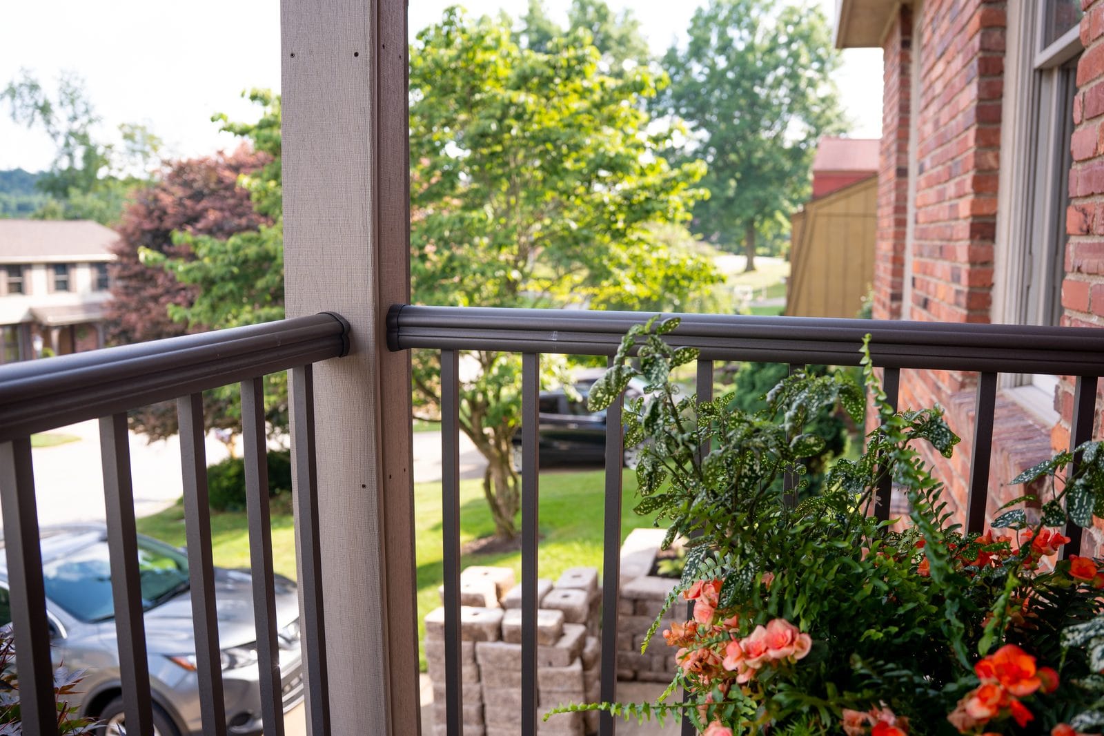 Block retaining wall with steps in Pittsburgh