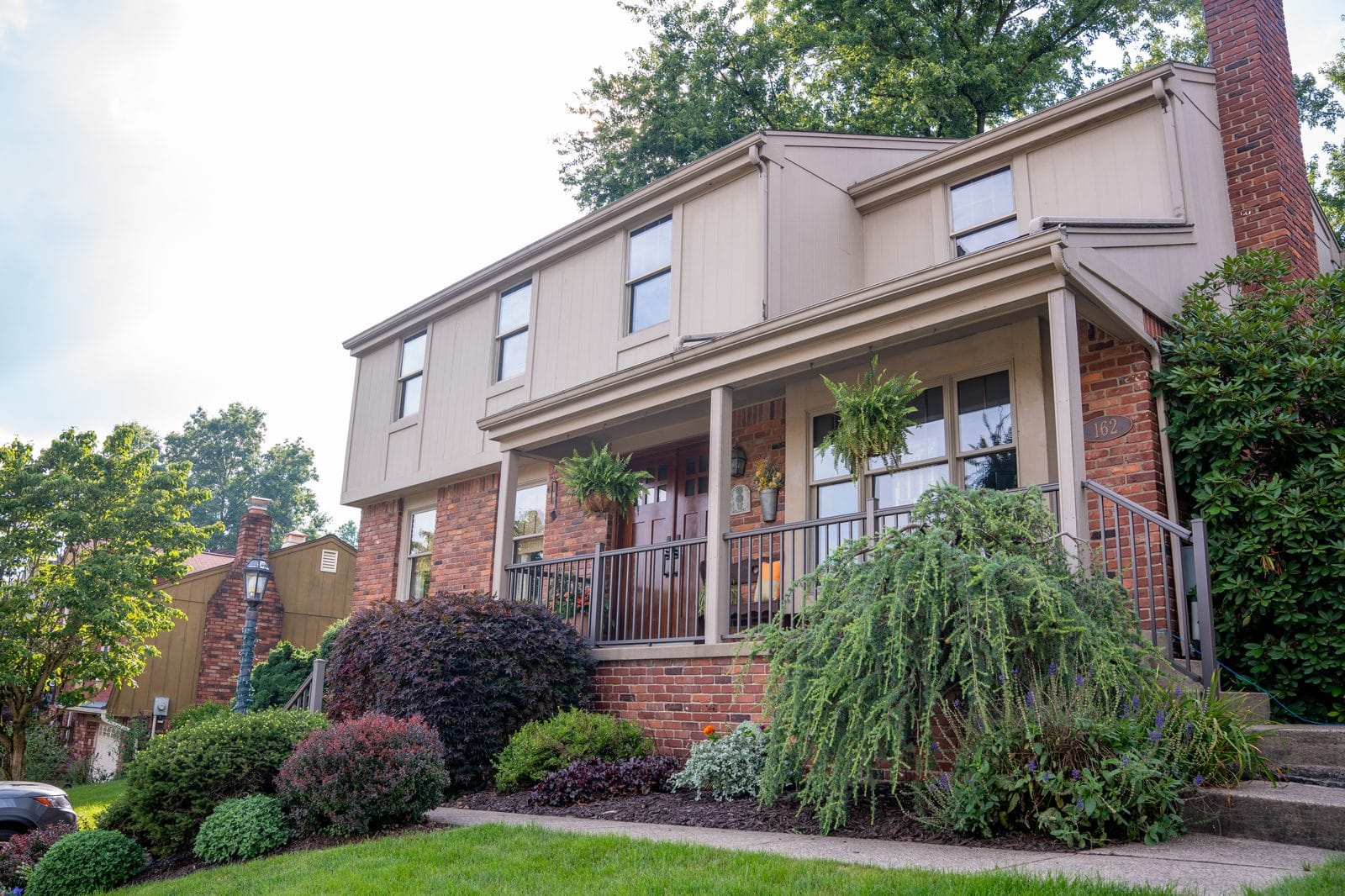 Concrete block wall with landscaping