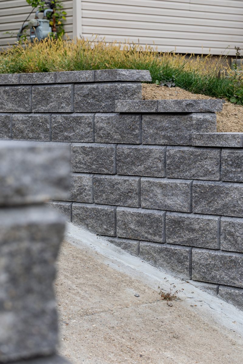 Hillside retaining wall construction