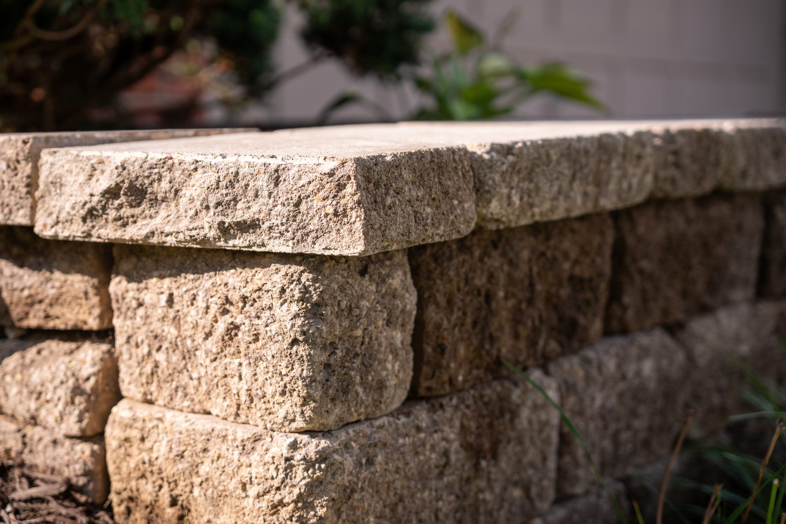 Low retaining wall with landscaping
