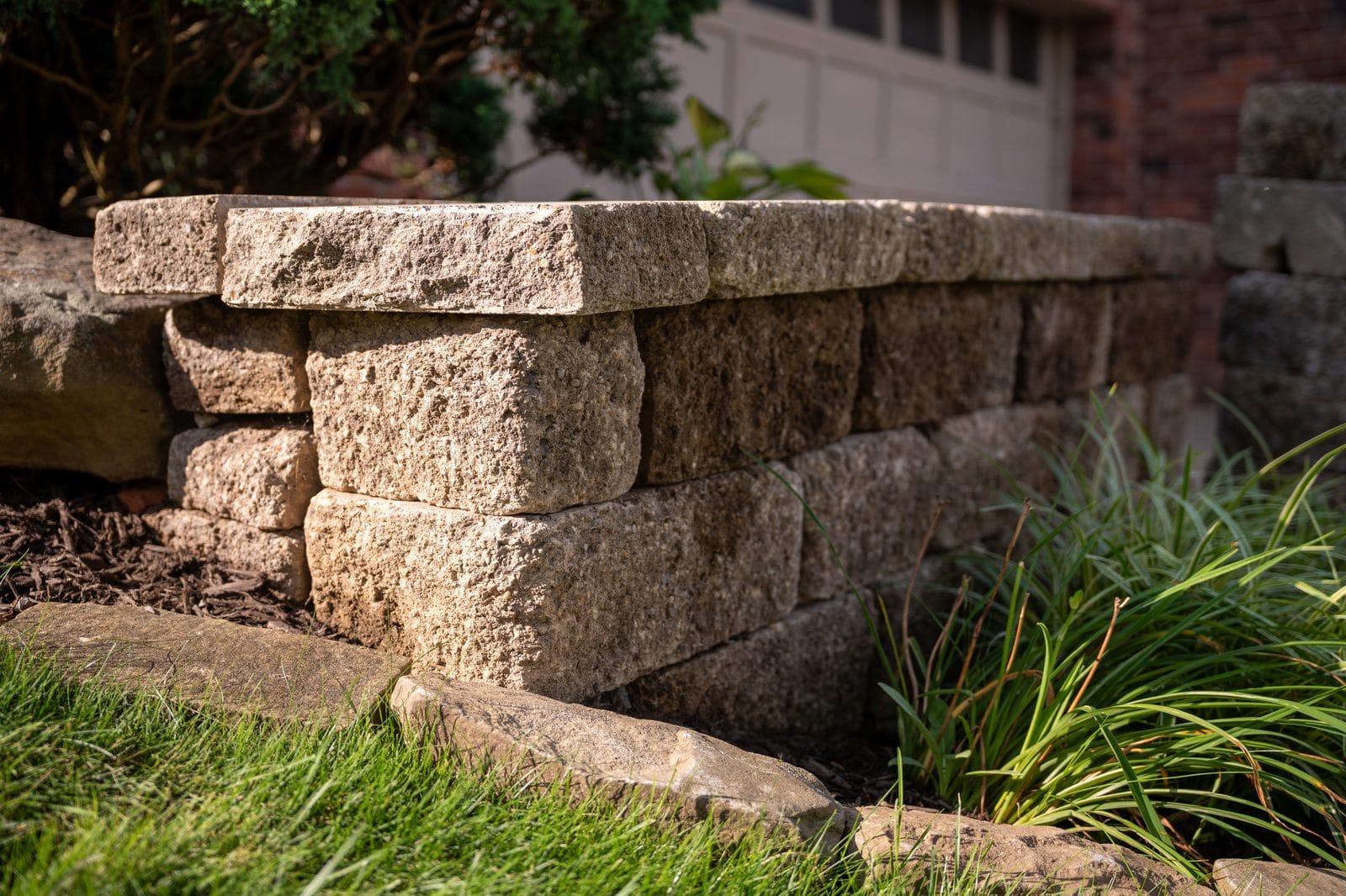 Retaining wall with flower bed in Pittsburgh