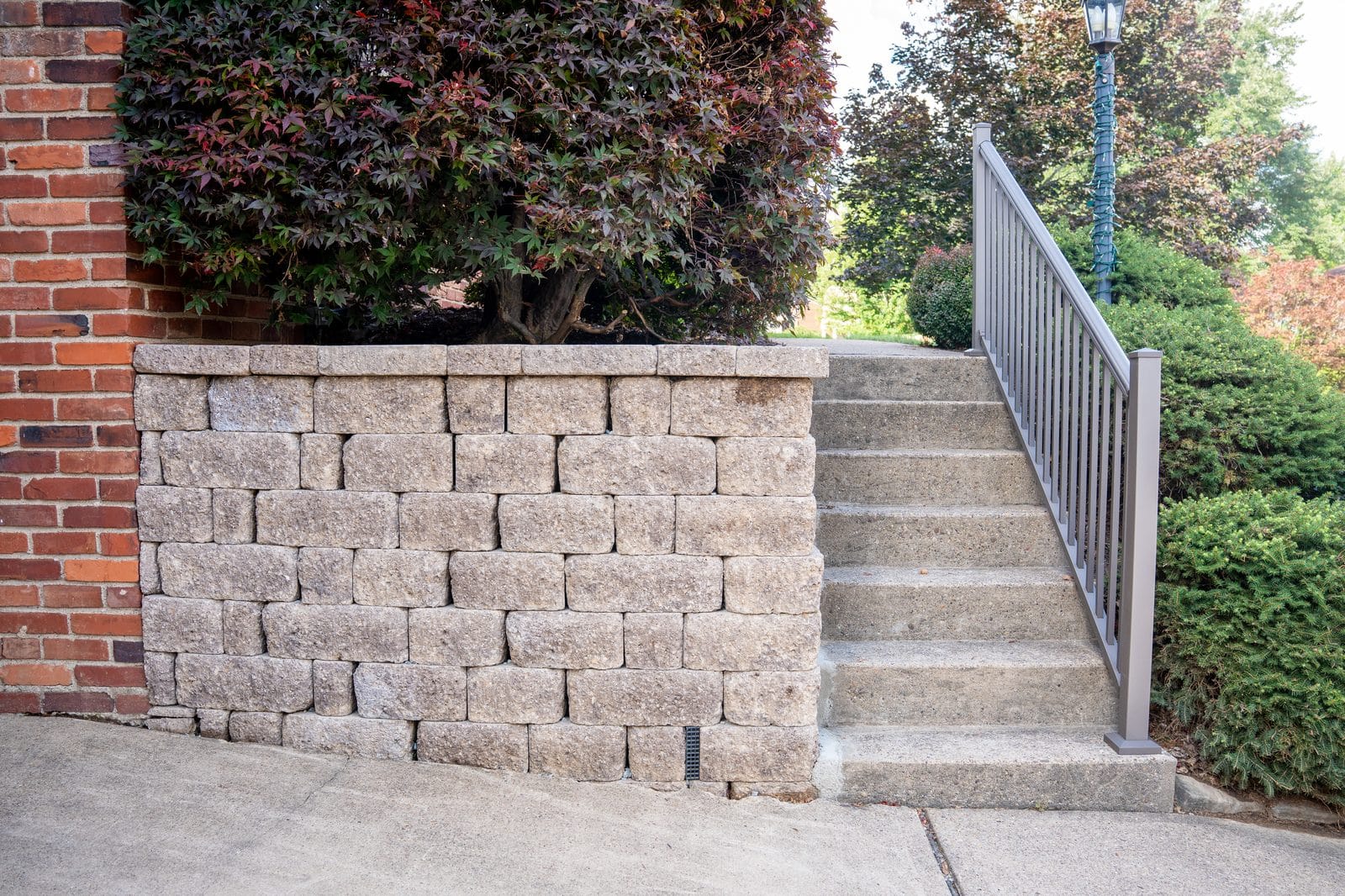 Retaining wall along walkway in Pittsburgh